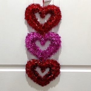 ♥️ Triple Heart Tinsel Wreath Hanging Valentine’s Day Decoration Wall Decor